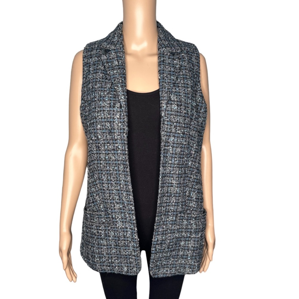 Additions by Chico’s blue gray tweed women vest size 0